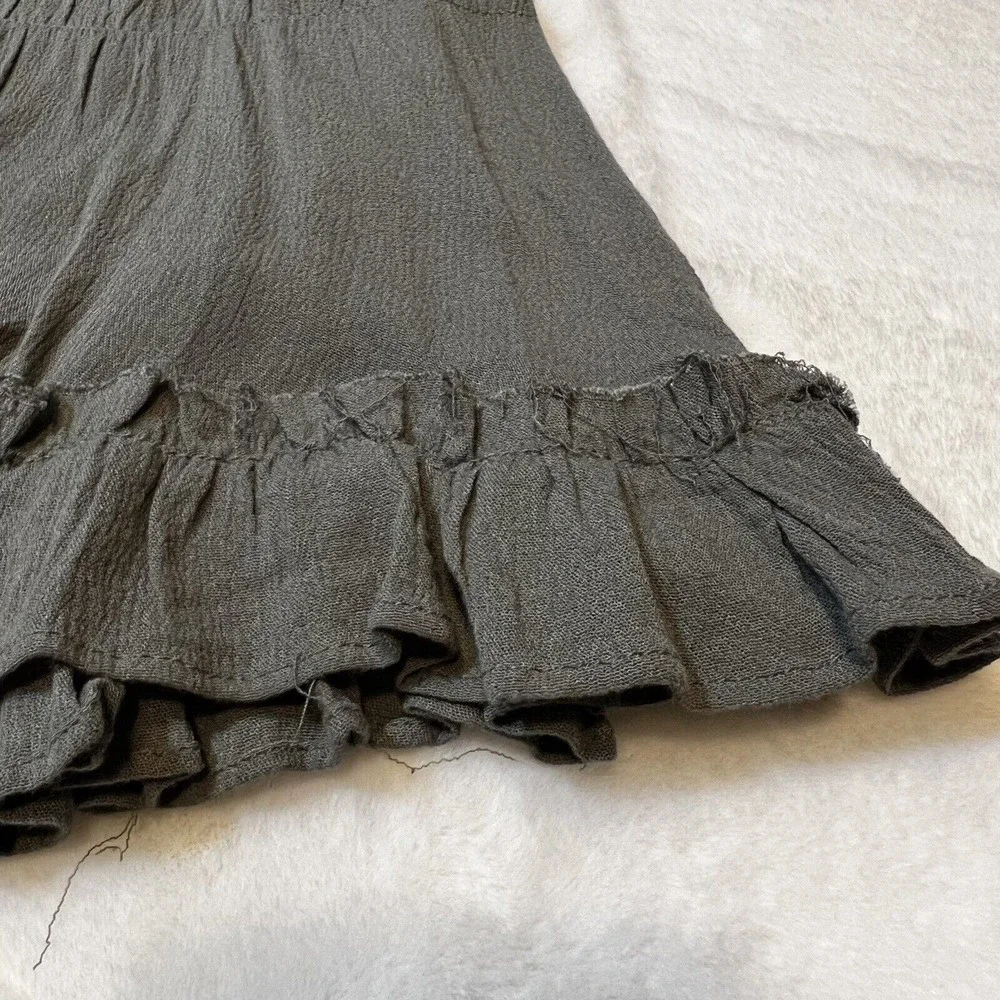 ShowPo Tiered Ruffle Skirt Pull-On Elastic Raw Hem Women’s 4 Dark Sage Green
